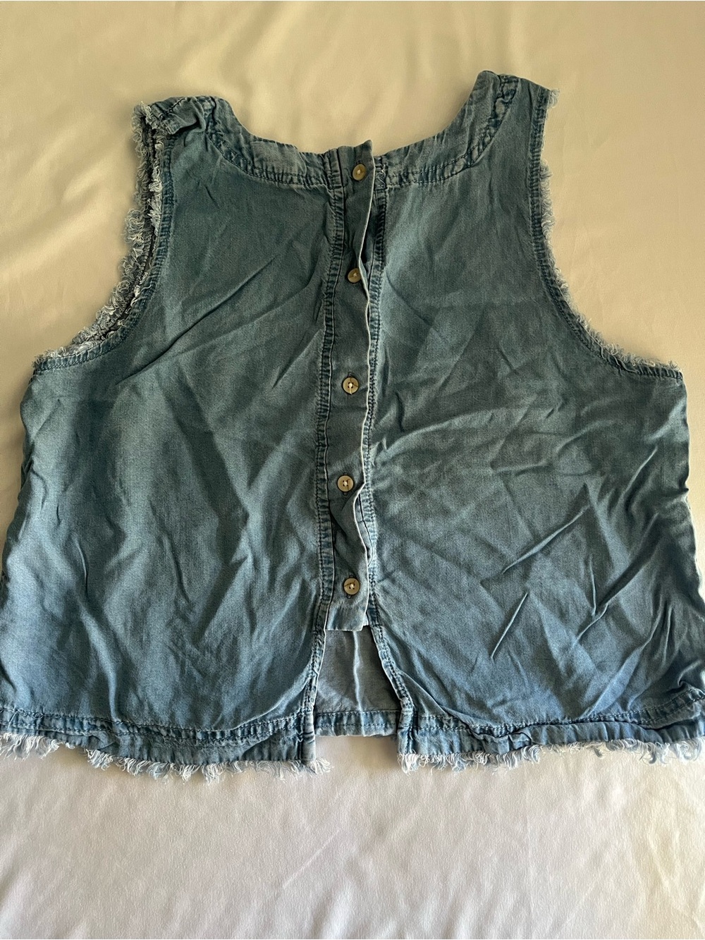 Source Unknown Washed Blue Denim Button-Front Tank